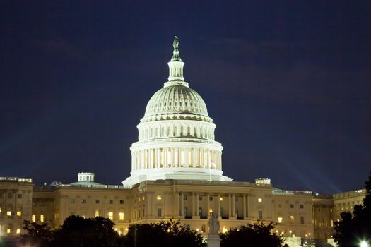 The US Capitol in Washington D.C. in the night