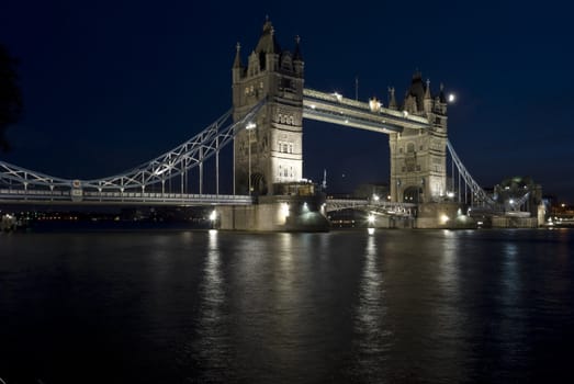 The Tower Bridge in London in the night