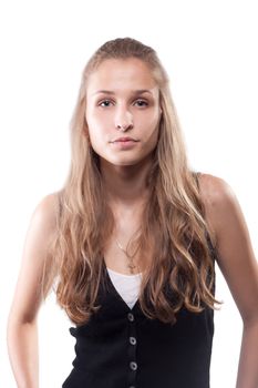 Portrait of a beautiful girl with long hair studio shooting