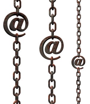 metal chain with email symbol - 3d illustration