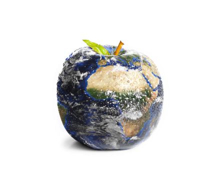 3d apple Earth against a white background