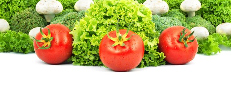 Assorted fresh vegetables isolated on white background