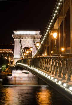 The Szechenyi Chain Bridge is a suspension bridge that spans the River Danube in Budapest, Hungary.