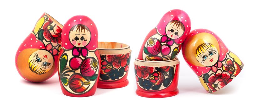 Russian Dolls. Isolated on a white background