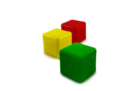 colored cubes for children on a white background