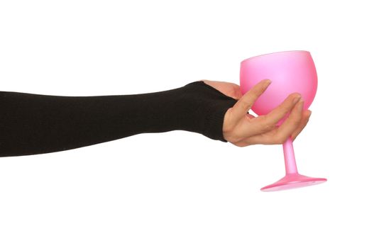woman giving a empty glass for taking a punch