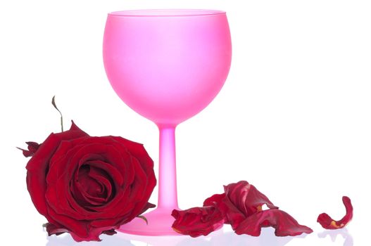 tumbler with red rose on the party