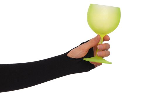 woman giving a empty glass for taking a punch