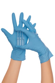 laboratory assistant take three ampules for make a test