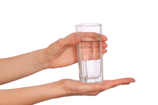 woman giving a glass with water to patient