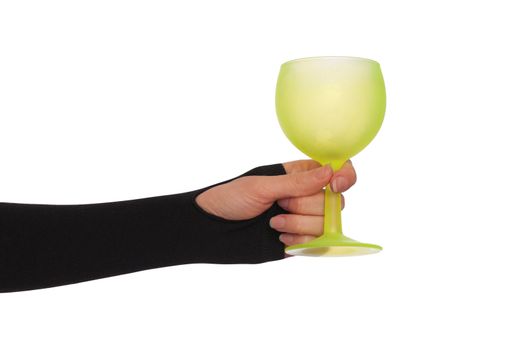 woman giving a empty glass for taking a punch