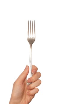woman holding fork in the hand for feeding a sick person