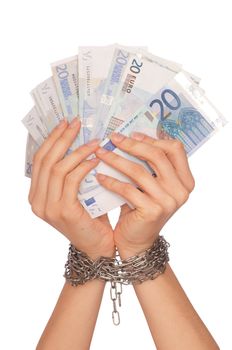 The arrested counterfeiter with the twenty false euro