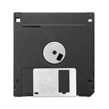 black silver floppy disc isolated on white background