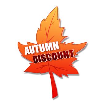 autumn discount - text in 3d orange leaf
