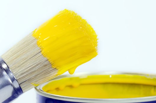 brush covered with yellow paint