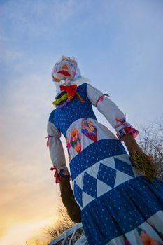 sad doll of Shrovetide before the burning