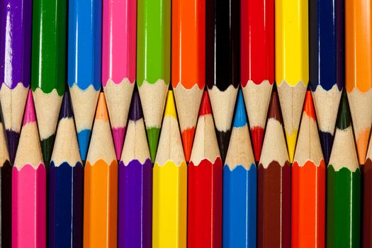 closeup of colored pencils