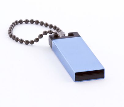 Blue USB flash drive isolated on white background