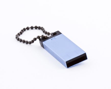 Blue USB flash drive isolated on white background