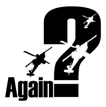 Anti war poster with question mark and flying helicopter silhouettes