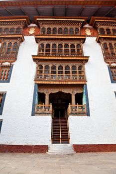 decoration on the entrance to inner part of punakha dzong