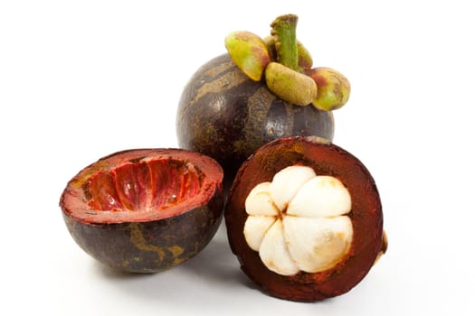 fresh mangosteen on white background