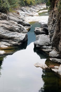 River landscape with huge rocks