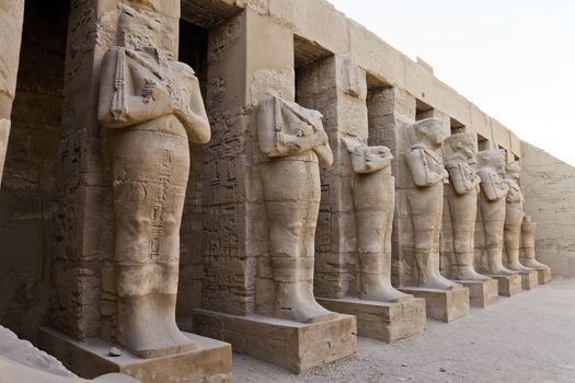 osiride statues of ramesses III in karnak temple, luxor, egypt