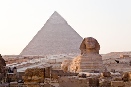 sphinx and pyramid of giza in cairo, egypt