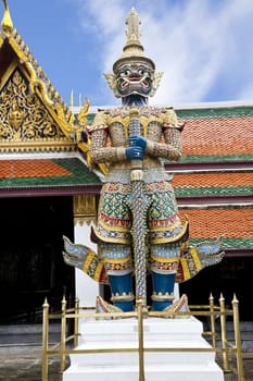 big giant statue in wat phra kaew, bangkok, thailand