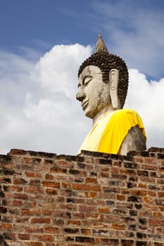 buddha statue in wat yai chai mongkol, ayutthaya, thailand