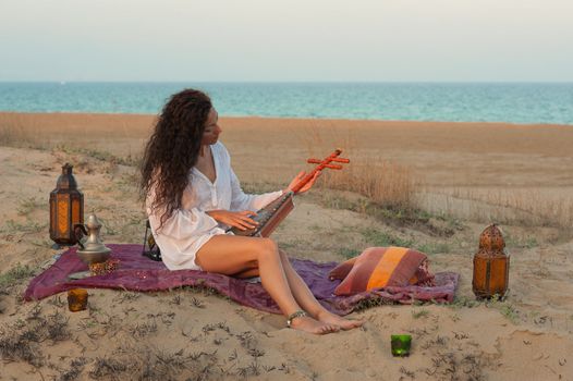 Woman on a dune in a serene scene