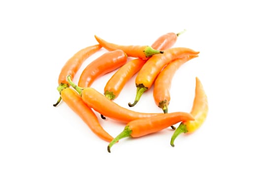 Yellow chili peppers isolated on a white background