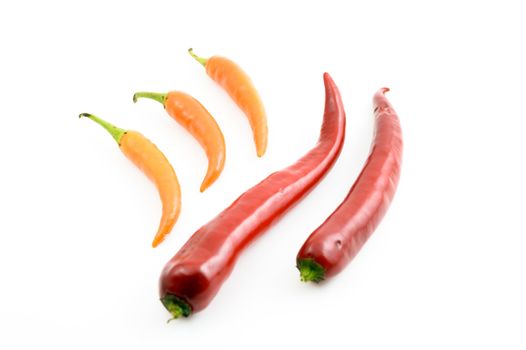 Yellow chili peppers isolated on a white background