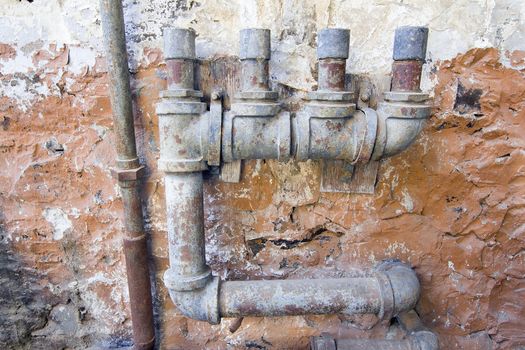 Old Water Pipes Plumbing in Abandoned Hydroelectic Power Station