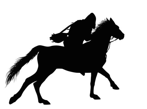 Man on horseback detailed silhouette. Vector illustration