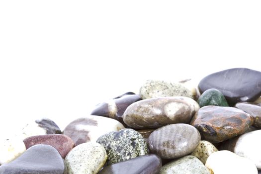 Copy space on wet pebble stones natural background.