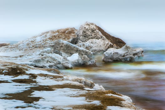 Shore Sand Dune in Winter at Minnesota Point, Lake Superior