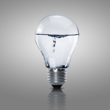 Electric light bulb with clean water inside it