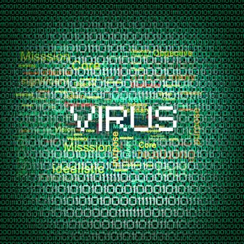 A computer virus detection symbol illustration with word Virus