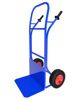 The blue pushcart on white background