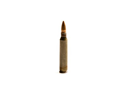 .223 Round standing straight up isolated against a white background.
