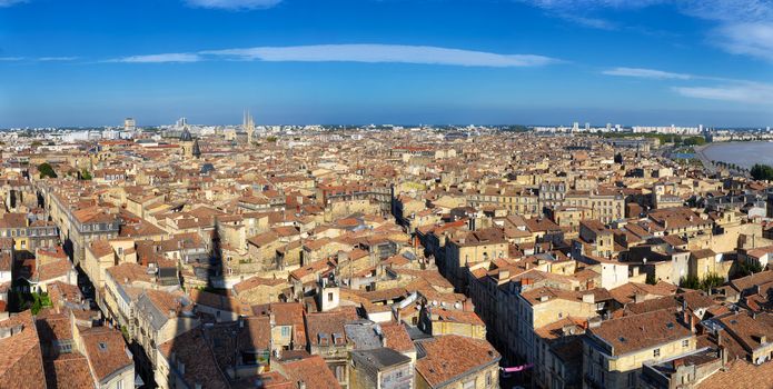 Bordeaux city panorama from St Michel tower, view during the day