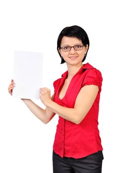 girl holding a blank placard