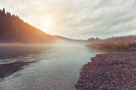 beautiful autumn river landscape