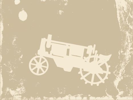 old tractor on grunge background