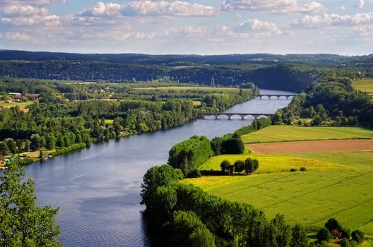 Dordogne river, Cingle de Tremolat point, landscape nature view, France