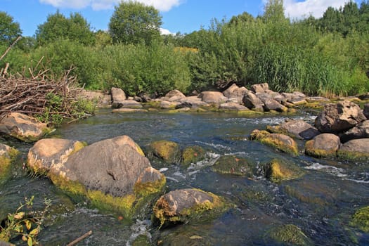 quick river flow amongst stone