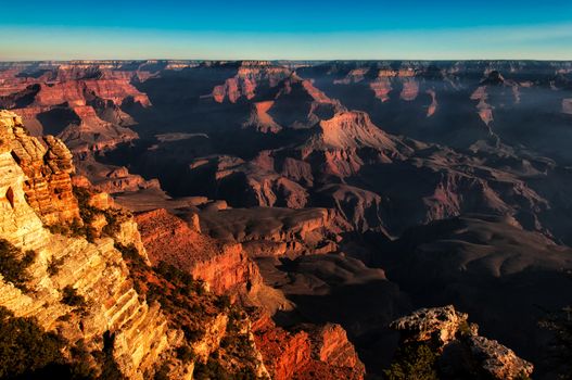 Grand canyon vivid sunset landscape, Arizona, USA